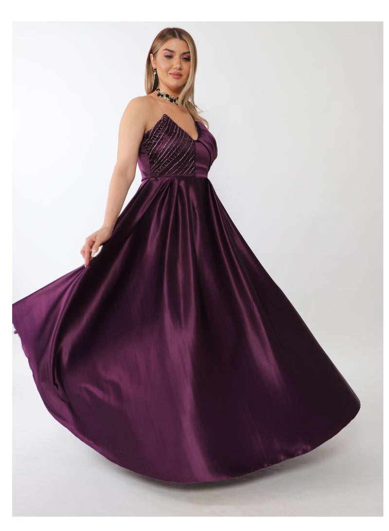 MyesuQ V Neck Shinton Dress With Embroidered Bodice - Image 5