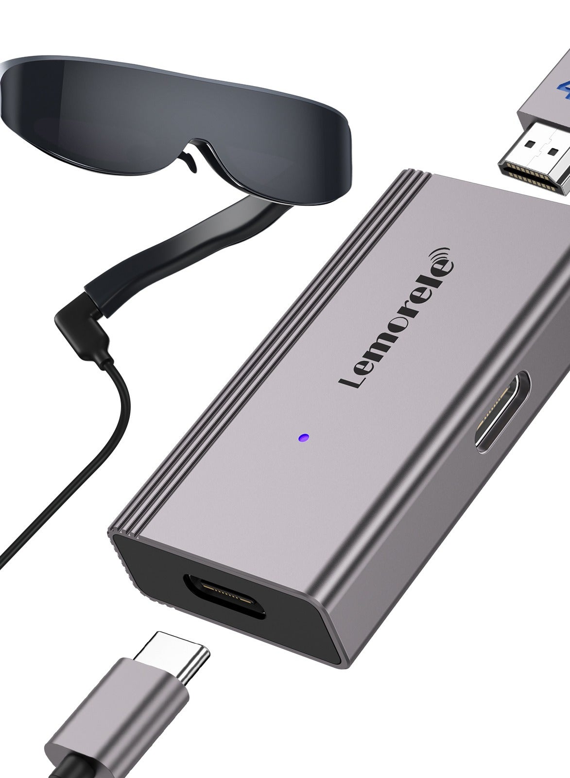 Lemorele HDMI to USB C Adapter 4K@60HZ, HDMI to Type C Adapter, Compatible with RayNeo Air 2s AR Smart Glasses, Nintendo Switch, Steam Deck Base, PS4, PS5, Xbox series X / S, Apple TV, Google TV, Laptop, Desktop PC. Converet your HDMI output to your AR glasses to enjoy immersive large screen experience.