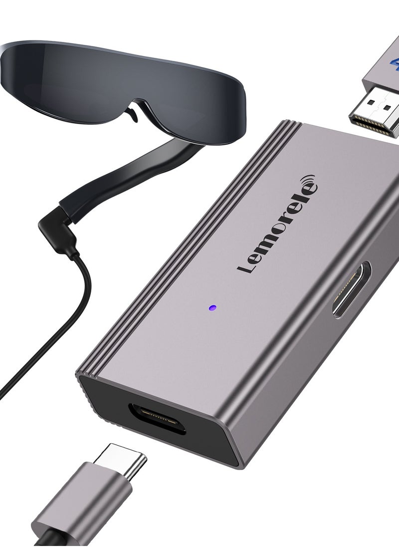 Lemorele Lemorele HDMI to USB C Adapter 4K@60HZ, HDMI to Type C Adapter, Compatible with RayNeo Air 2s AR Smart Glasses, Nintendo Switch, Steam Deck Base, PS4, PS5, Xbox series X / S, Apple TV, Google TV, Laptop, Desktop PC. Converet your HDMI output to your AR glasses to enjoy immersive large screen experience.  - Image 1