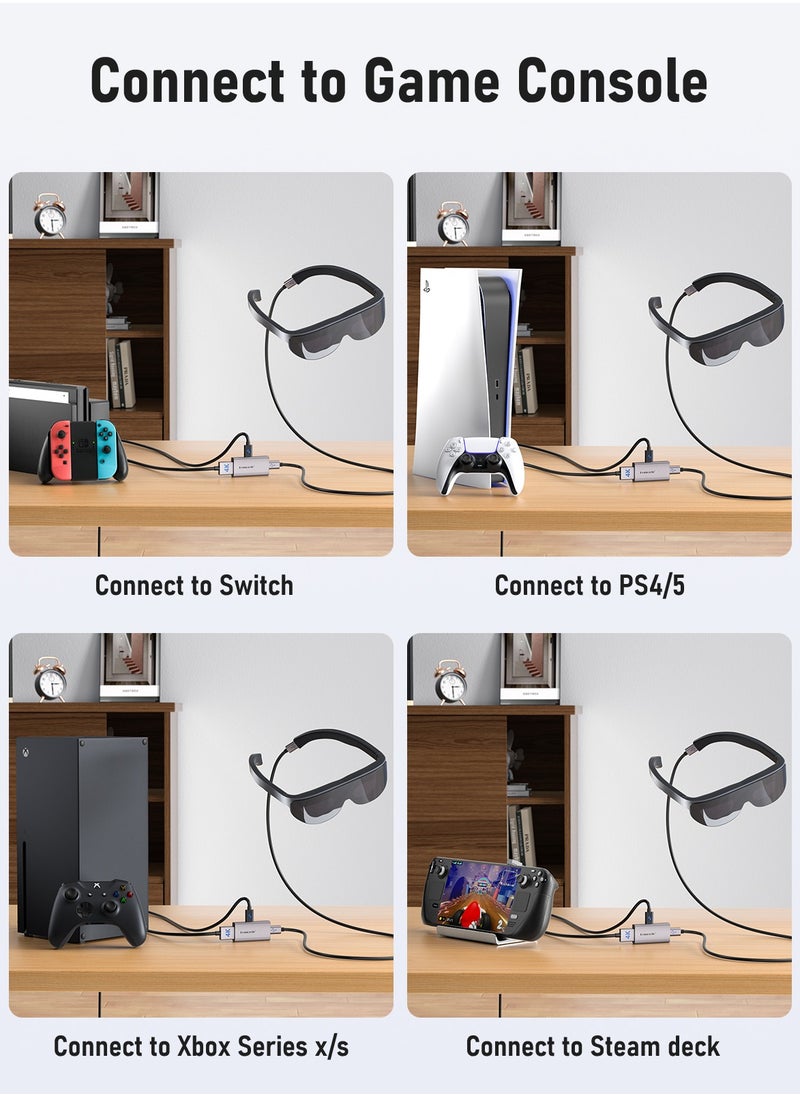 Lemorele Lemorele HDMI to USB C Adapter 4K@60HZ, HDMI to Type C Adapter, Compatible with RayNeo Air 2s AR Smart Glasses, Nintendo Switch, Steam Deck Base, PS4, PS5, Xbox series X / S, Apple TV, Google TV, Laptop, Desktop PC. Converet your HDMI output to your AR glasses to enjoy immersive large screen experience.  - Image 2
