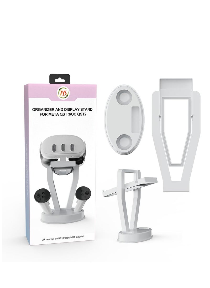 Excefore - Stand Compatible with Quest 3 Quest 2 VR Headset and Touch Controllers,Storage and Display Table Stand Suitable for Rift Rift S GO, White - Image 1