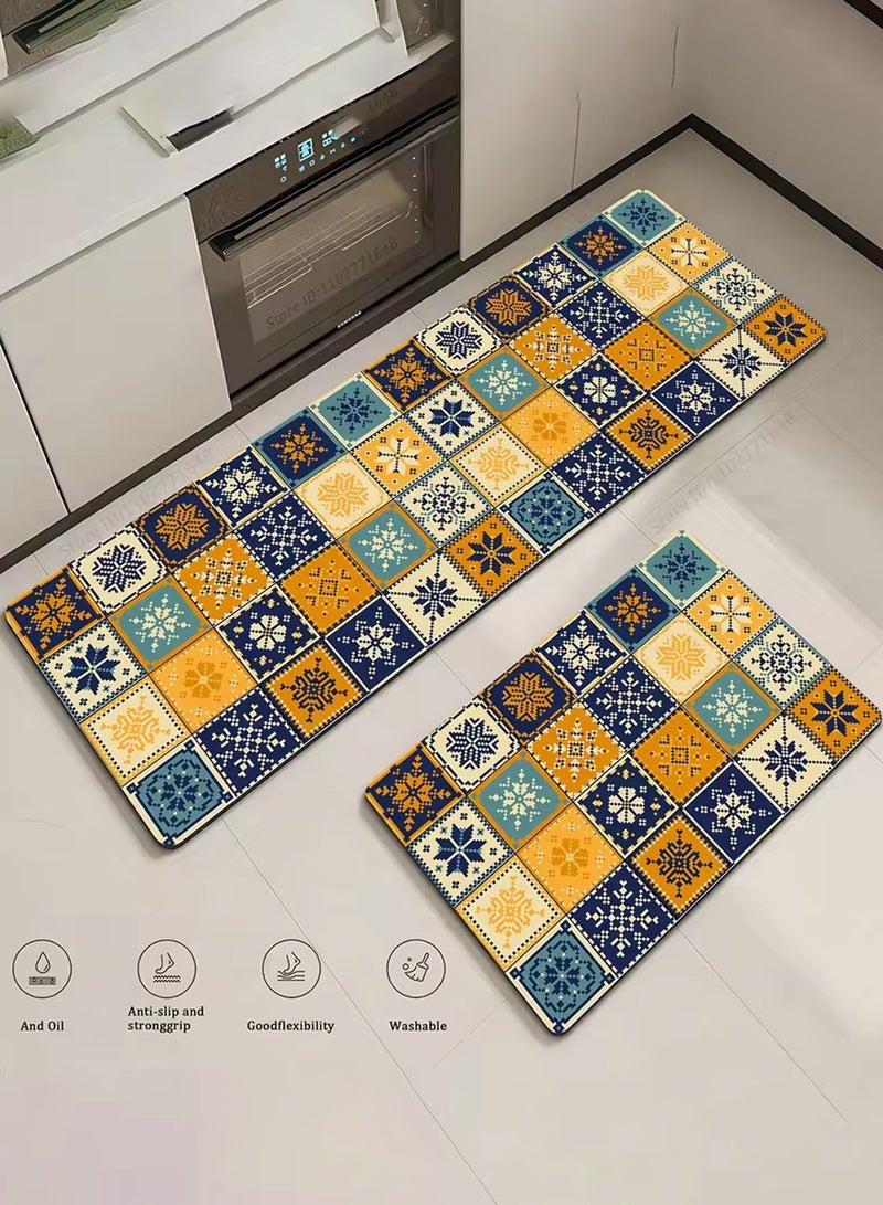 سجادة أرضية للمطبخ، بوصة، سجادة ماصة غير قابلة للانزلاق للمطبخ والغسيل والمكتب - سجادة واقفة مقاومة للماء ومضادة للاتساخ، سهلة التنظيف، مصنوعة من مادة متينة وخالية من الفورمالديهايد، بتصميم أنيق للاستخدام المنزلي - Image 1