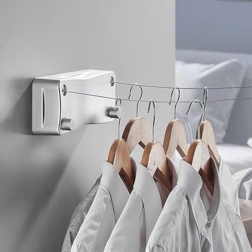 XBEY Retractable Washing Line,Wall Mounted Laundry line, Clothes Drying Rope for Indoor and Outdoor,Extendable Clotheslines,Heavy Duty Double Cloth Drying Rope for Balcony (Cloth Drying Line Stand) - Image 2
