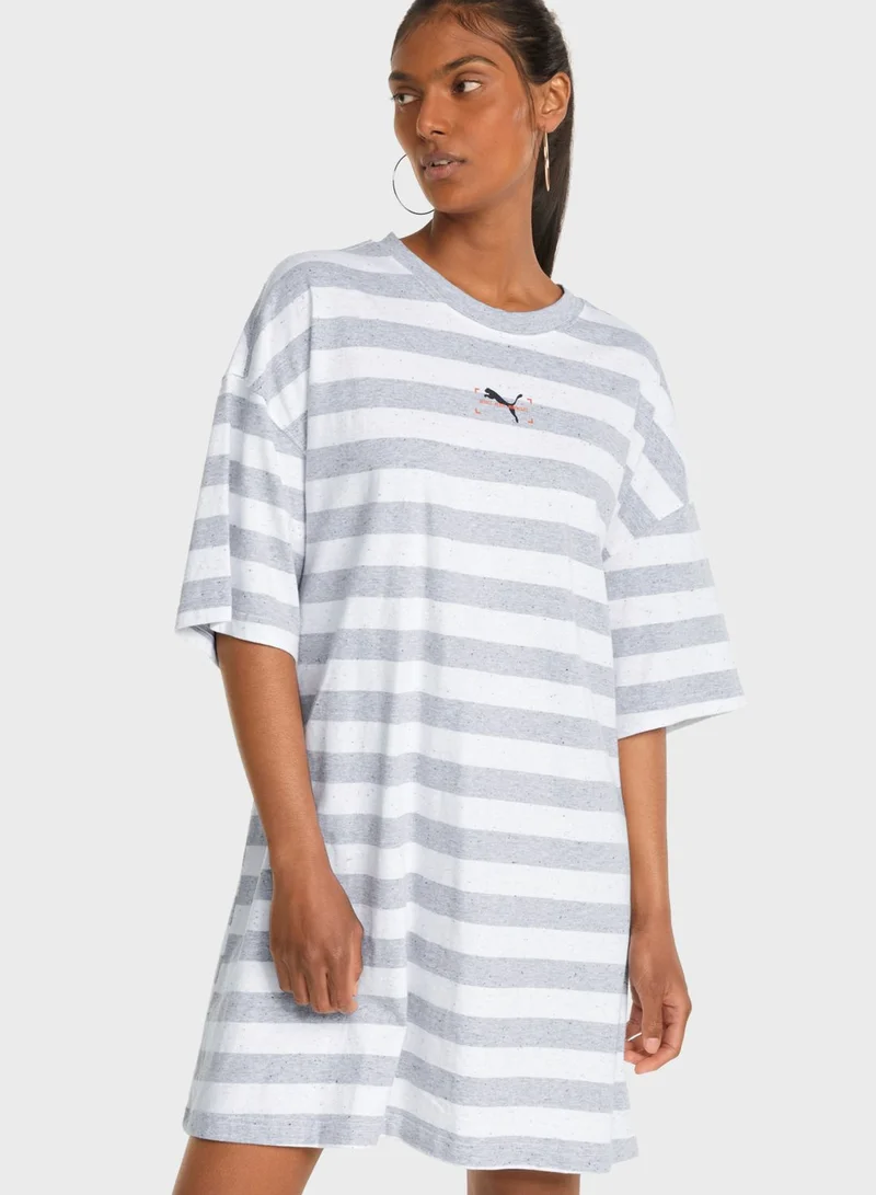 PUMA Re Collection Stripe T-Shirt Dress