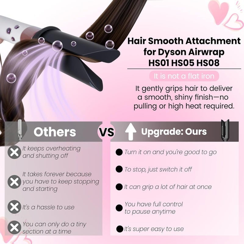 Hair Smoothing Nozzle Accessory Compatible with Dyson Airwrap HS01/HS05/HS08, for Straightening and Drying from Wet Curly/Wavy to Smooth, Shiny and Silky - Image 4