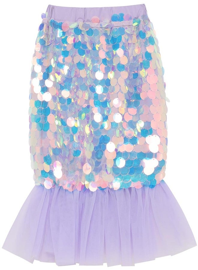 BINIDUCKLING Toddler Girls Sparkle Sequin Mermaid Skirt Purple 2T - Image 1