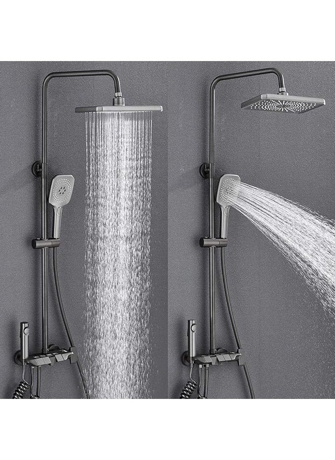 Arabest Shower System Thermostatic, 4-Function Piano Key Wall-Mounted Shower Set, with 12" Shower Head, 3 Function Hand Shower, Bath Mixers and Bidet Sprayers Brass Body（Gun Gray）  - Image 3
