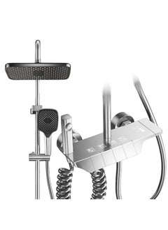 Hihonor Shower System Thermostatic, 4-Function Piano Key Wall-Mounted Shower Set, with 12" Shower Head, 3 Function Hand Shower, Bath Mixers and Bidet Sprayers Brass Body（Gun Gray）  - Image 1