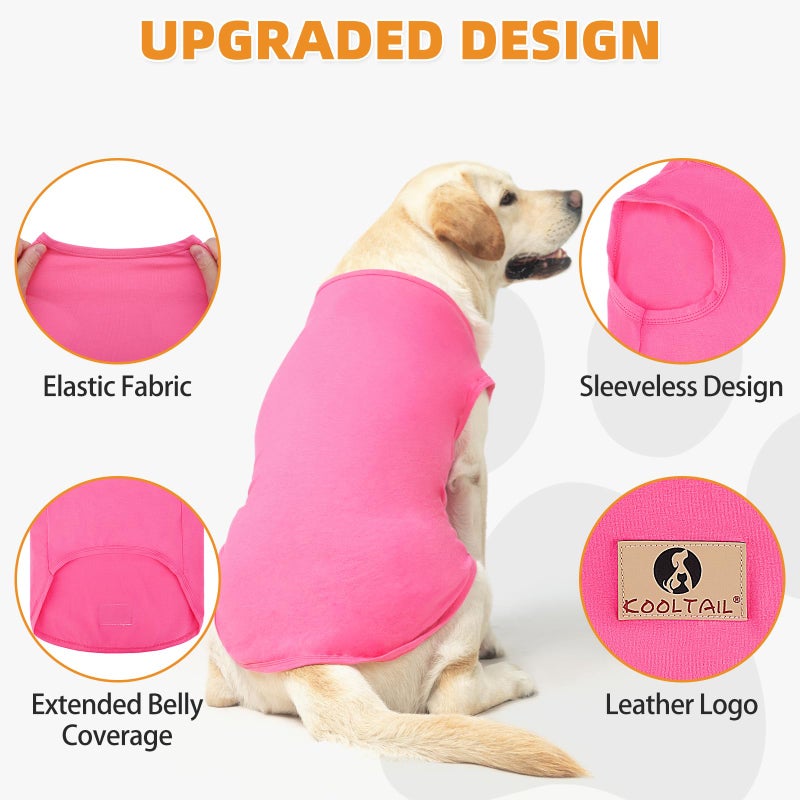 KOOLTAIL Girl Dog Clothes for Large Dogs, 2 Pack Cotton Valentines Dog T Shirts Coats for Outdoor, UV & Insect Protection Anti-Hair Loss & Lightweight Pet Vest Tank Tops Apparel, Pink & Rose, XL - Image 3