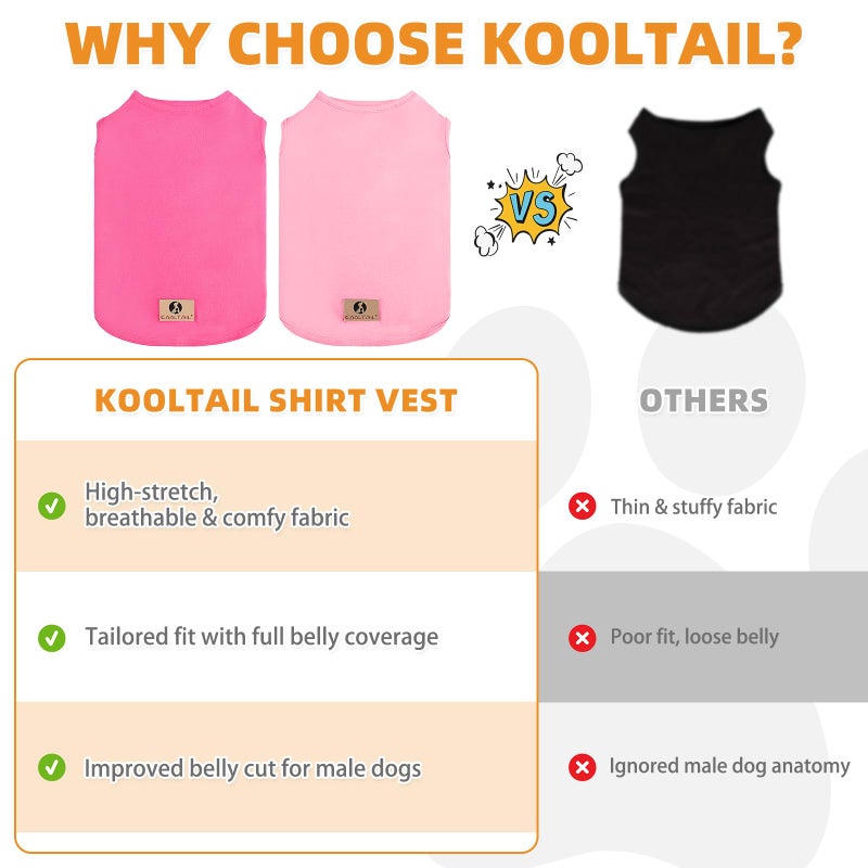 KOOLTAIL Girl Dog Clothes for Large Dogs, 2 Pack Cotton Valentines Dog T Shirts Coats for Outdoor, UV & Insect Protection Anti-Hair Loss & Lightweight Pet Vest Tank Tops Apparel, Pink & Rose, XL - Image 5