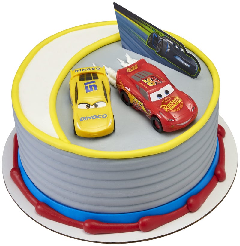 DecoPac Disney and Pixar Cars 3 Ahead of The Curve Cake Topper featuring Lightning McQueen  Cruz Ramirez  and Jackson Storm  1 SET - Image 3