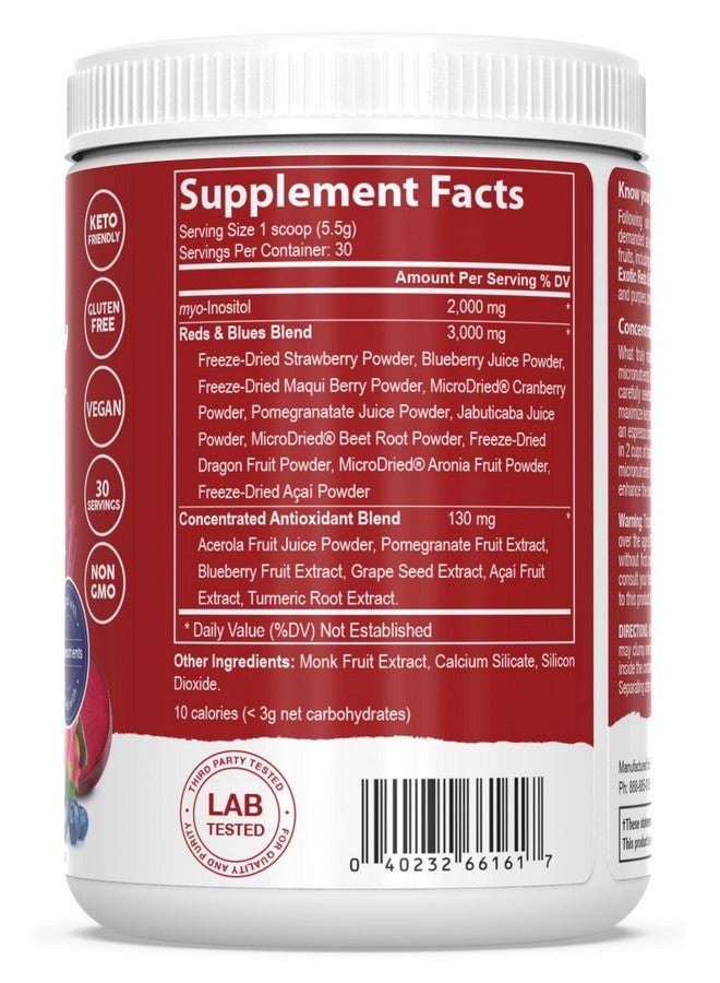 PEScience Reds & Blues Superfoods Powder, 30 Servings, Myo-Inositol Supplement, Beet Root Powder, Pomegranate and Acai Extract, Freeze-Dried Antioxidant Fruit Blend - Image 3
