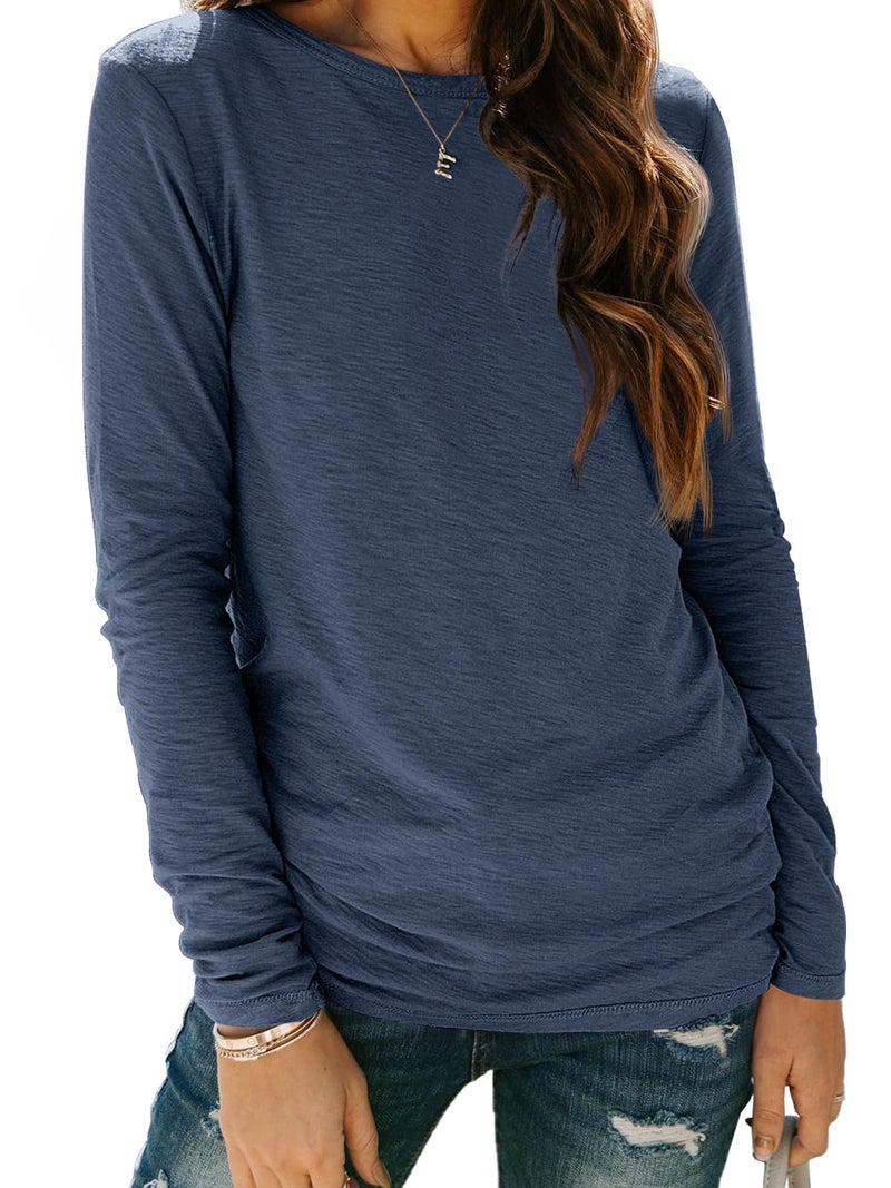 AUTOMET Long Sleeve Shirts for Women Business Casual Tops Fall Fashion Clothes Workout Plus Size Teacher Winter Outfits 2025 01darkblue L - Image 1