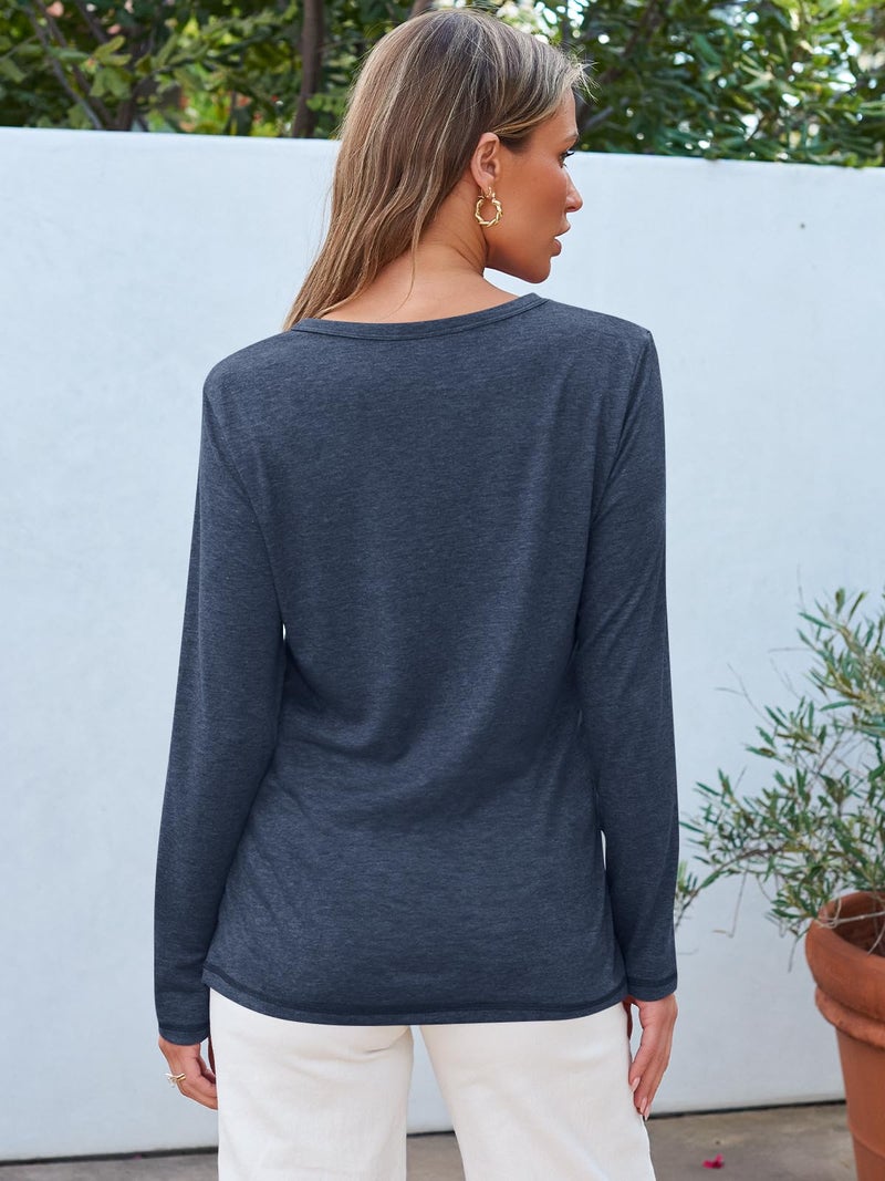 AUTOMET Long Sleeve Shirts for Women Business Casual Tops Fall Fashion Clothes Workout Plus Size Teacher Winter Outfits 2025 01darkblue L - Image 4