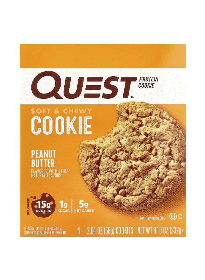 QUEST NUTRITION - Quest Nutrition, Protein Cookie, Peanut Butter, 4 Cookies, 2.04 oz (58 g) Each - Image 1