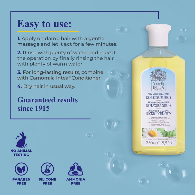 Intea شامبو إنتي كاموميلا للأطفال مع خصلات شقراء – 8.5 أونصة شامبو البابونج لتفتيح الشعر للأطفال – شامبو طبيعي للأطفال بدون سيليكون أو بارابين - Image 2