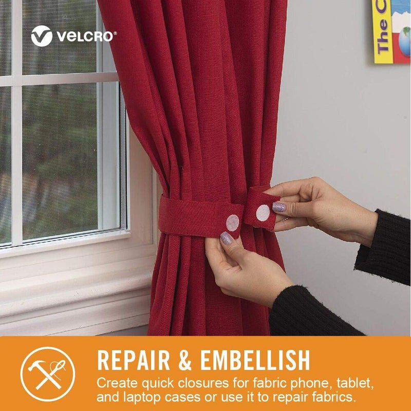 Velcro علامة فيلكرو للأقمشة | شريط قماش لاصق دائم للتعديلات والتطريز | قشر و ألصق - بدون خياطة أو لصق أو كي | قطع بيضاوية مسبقة، 1 × 3/4 بوصة، بيضاء - 8 مجموعات - Image 5