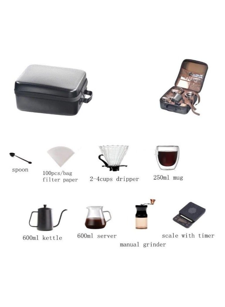 BLOOMING TIME Portable Pour Over Drip Coffee Maker Set with Travel Case Black - Image 3