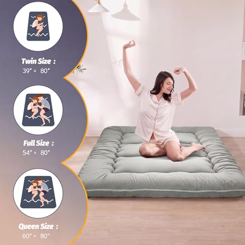 MAXYOYO 6 Extra Thick Japanese Floor Mattress Futon Mattress Foldable Tatami Pad for Adults Roll Up Floor Mat for Living Room Guest Room RV Grey Twin - Image 3