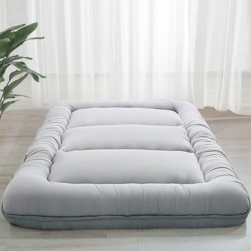 MAXYOYO 6 Extra Thick Japanese Floor Mattress Futon Mattress Foldable Tatami Pad for Adults Roll Up Floor Mat for Living Room Guest Room RV Grey Twin - Image 2