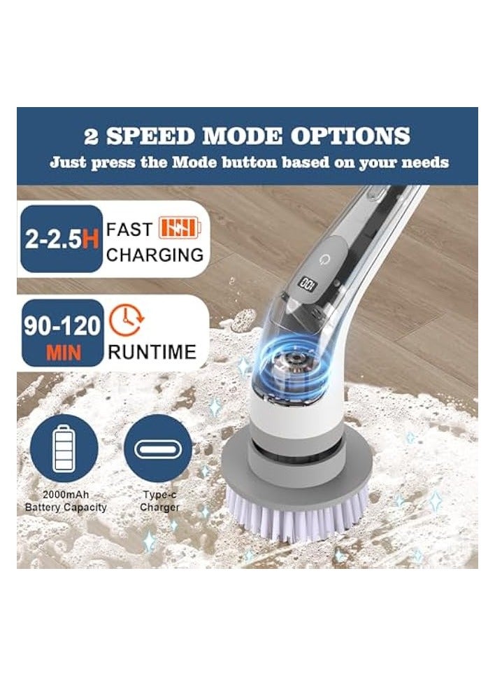 erorex 9-in-1 Multi-Purpose Electric Spin Scrubber,2 Speeds,Replaceable Brush Heads,Long Handle,for Cleaning Floors, Windows, Bathtubs, Car, Grout, Tiles, Sink  - Image 2