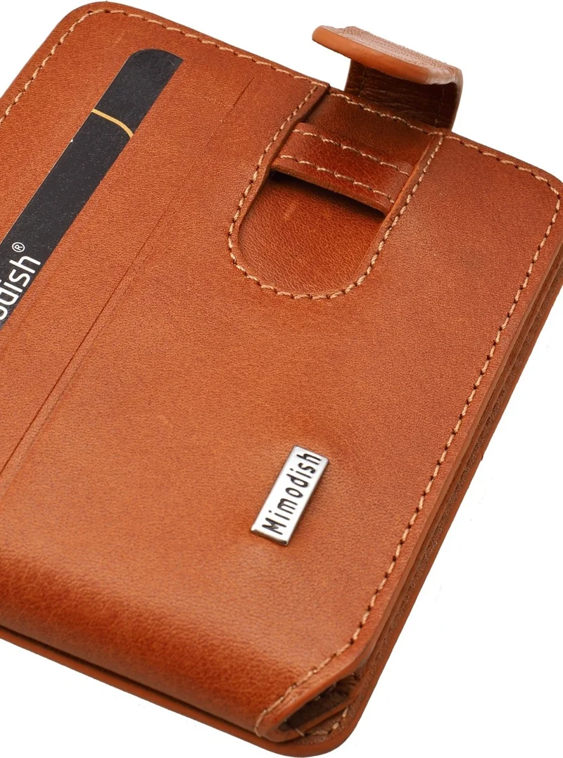Mimodish 1145 Leather Banknotes With Eyes Taba Soft Luxury Men's Credit Card Holder