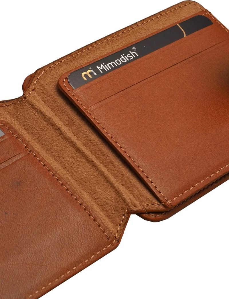 Mimodish 1145 Leather Banknotes With Eyes Taba Soft Luxury Men's Credit Card Holder