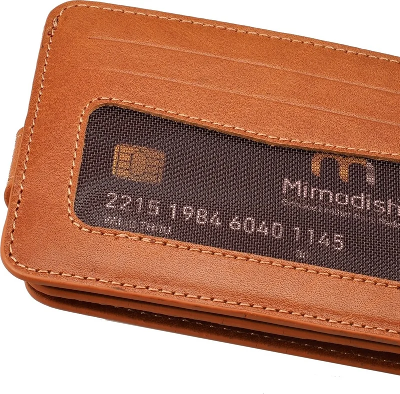 Mimodish 1145 Leather Banknotes With Eyes Taba Soft Luxury Men's Credit Card Holder