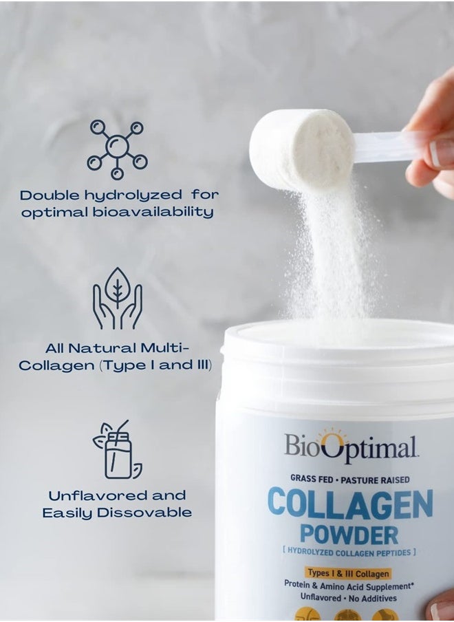BioOptimal - Collagen Peptides Powder - Grass-Fed, Pasture-Raised Hydrolyzed Protein Supplement for Skin, Hair, & Nails - Non-GMO, Zero Sugar Daily Supplement for Men & Women (45 Servings) - Image 1