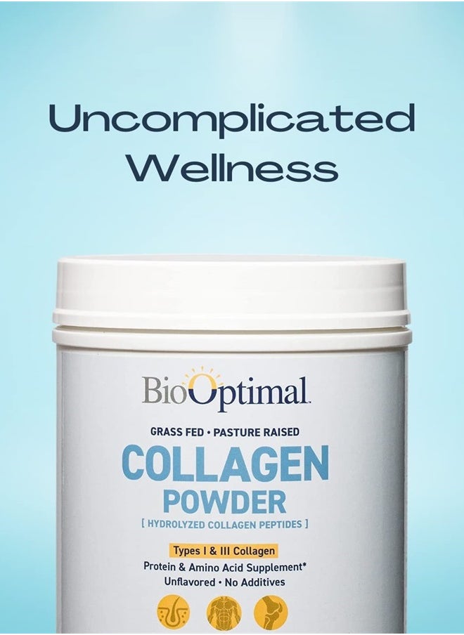 BioOptimal - Collagen Peptides Powder - Grass-Fed, Pasture-Raised Hydrolyzed Protein Supplement for Skin, Hair, & Nails - Non-GMO, Zero Sugar Daily Supplement for Men & Women (45 Servings) - Image 1