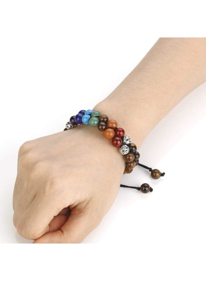 Top Plaza Bead Chakra Bracelet 7 Chakras Healing Crystals Bracelet Yoga Stone Beads Bracelets Meditation Relax Anxiety Bangle for Womens Mens, 8 5 inch, Stone  - Image 2