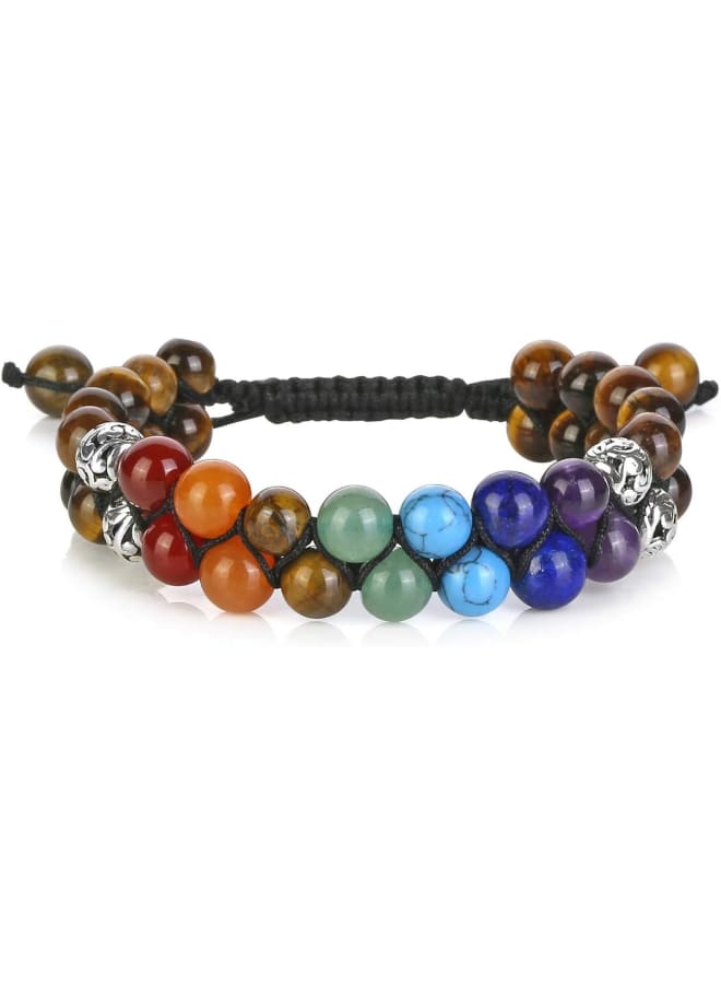 Top Plaza Bead Chakra Bracelet 7 Chakras Healing Crystals Bracelet Yoga Stone Beads Bracelets Meditation Relax Anxiety Bangle for Womens Mens, 8 5 inch, Stone  - Image 1