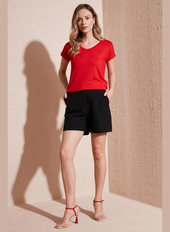 Lela Lela V-Neck Relaxed Fit Blouse with Slit, Women's Blouse 5862000