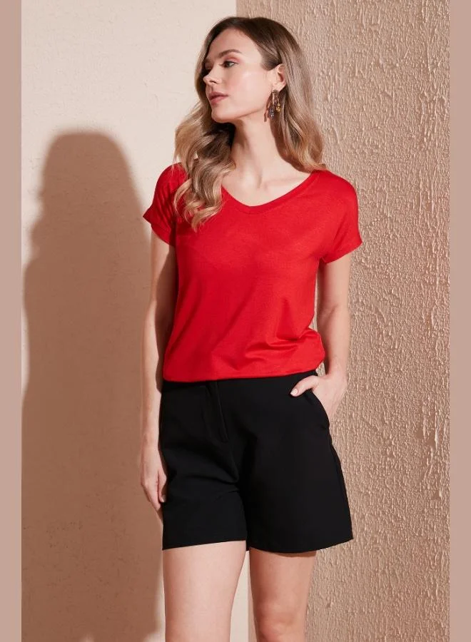 Lela Lela V-Neck Relaxed Fit Blouse with Slit, Women's Blouse 5862000