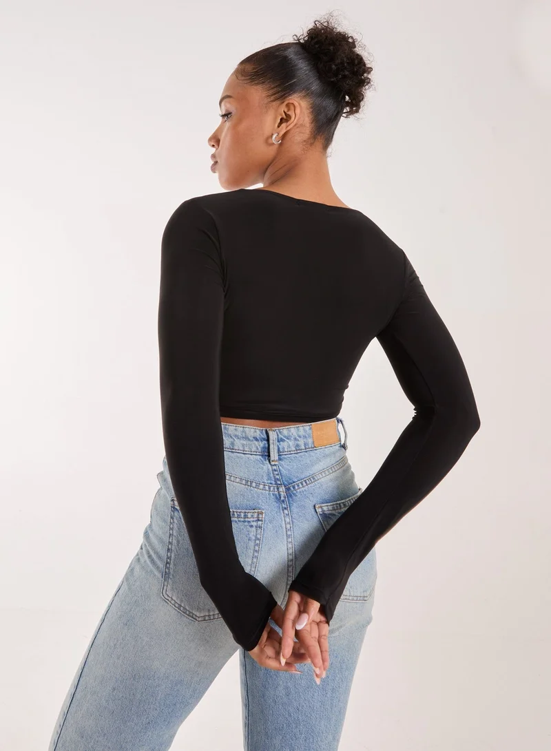 Pink Vanilla Hook and Eye Long Sleeve Top