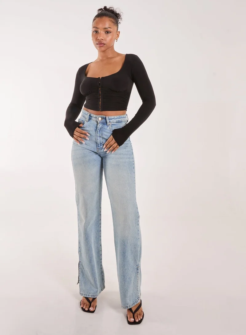 Pink Vanilla  Hook and Eye Long Sleeve Top for Women | Best Price UAE