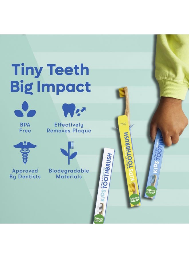 SMARTLIFECO Kids Bamboo Toothbrushes (6 Pack) - Extra Soft Bristles For Toddlers Teeth | Zero Waste Biodegradable Tooth Brushes For Children | Natural Wooden Child Size Handle | BPA Free, Eco-Friendly Compostable - Image 4