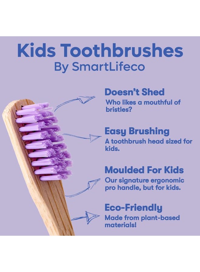 SMARTLIFECO Kids Bamboo Toothbrushes (6 Pack) - Extra Soft Bristles For Toddlers Teeth | Zero Waste Biodegradable Tooth Brushes For Children | Natural Wooden Child Size Handle | BPA Free, Eco-Friendly Compostable - Image 2