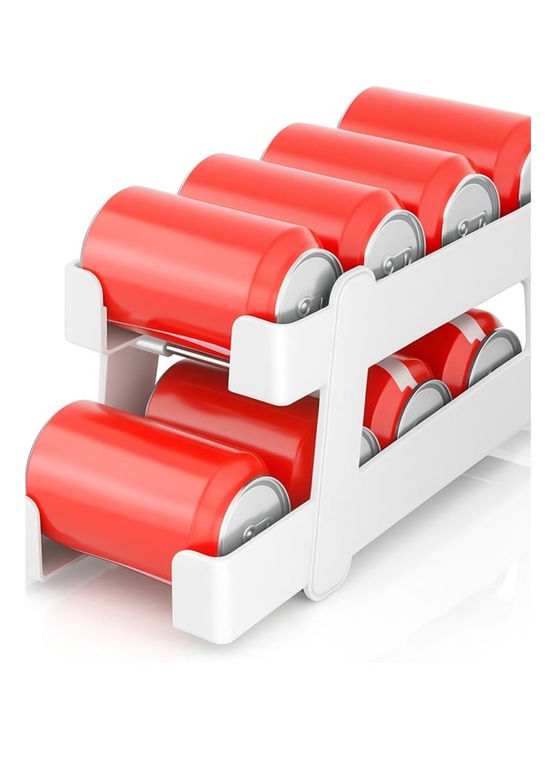 منظم علب الصودا الذكي –وداعًا لفوضى الثلاجة – منظم علب المشروبات العصري حل عملي يجمع بين الأناقة والتنظيم وتوفير المساحة ثنائية الطبقات - قطعه واحدة - Image 1