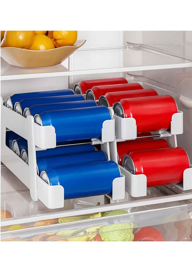 منظم علب الصودا الذكي –وداعًا لفوضى الثلاجة – منظم علب المشروبات العصري حل عملي يجمع بين الأناقة والتنظيم وتوفير المساحة ثنائية الطبقات - قطعه واحدة - Image 2