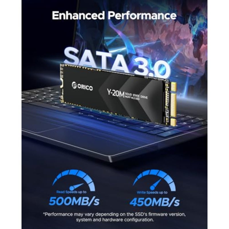 1 تيرابايت M.2 2280 SATA SSD لاستخدام سطح المكتب/الكمبيوتر المحمول، مفتاح SATA III 6 جيجابت في الثانية B+M، سرعة 500 ميجابايت/ثانية، محرك أقراص الحالة الصلبة الداخلي أسود عالي الموثوقية - Image 3