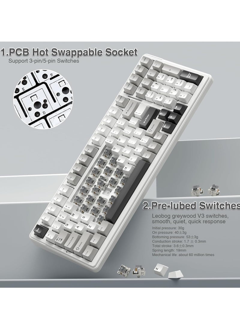 AULA F99 Wireless Mechanical Keyboard, Tri-Mode BT5.0/2.4GHz/USB-C Hot Swappable Custom Keyboard, Pre-lubed Reaper Switch, Gasket Structure, RGB Backlit Gaming Keyboard for PC/Tablet/PS/Xbox  - Image 4