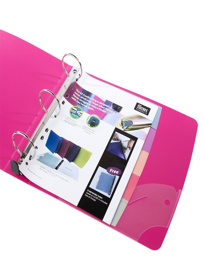 فيليكسيك مجلد Filexec Ez Comfort ذو 3 حلقات، سعة 2 بوصة، 5 فواصل بعلامات تبويب، معتم، مقاس الرسائل، عبوة من 4، أزرق، وردي فاقع، بنفسجي، أخضر (50152-6474) - Image 3