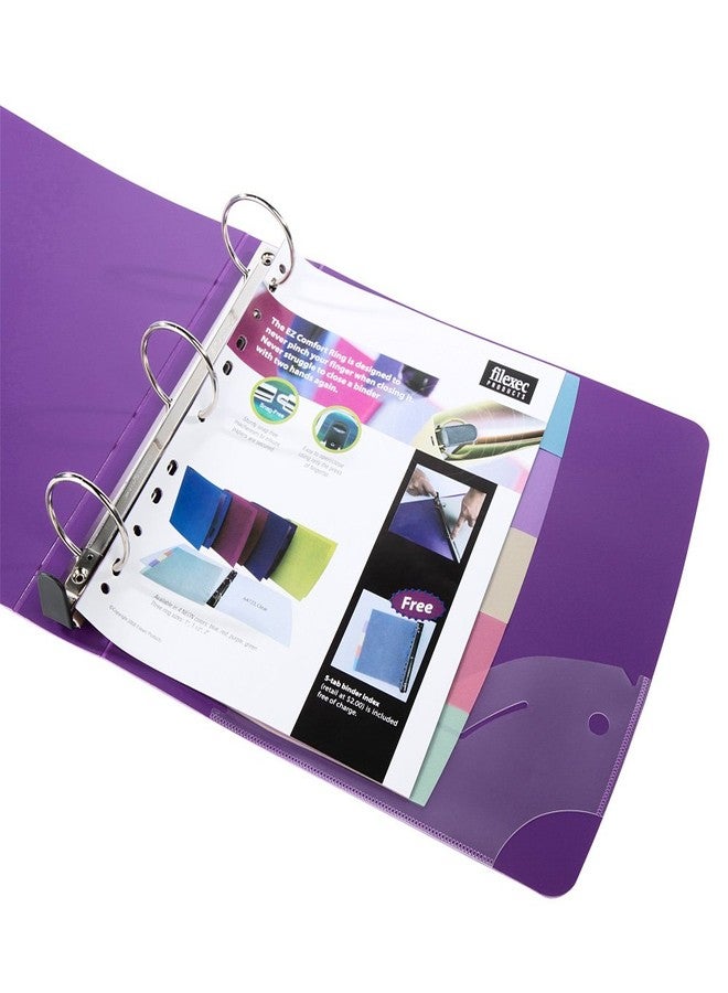 فيليكسيك مجلد Filexec Ez Comfort ذو 3 حلقات، سعة 2 بوصة، 5 فواصل بعلامات تبويب، معتم، مقاس الرسائل، عبوة من 4، أزرق، وردي فاقع، بنفسجي، أخضر (50152-6474) - Image 4