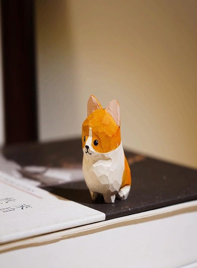 INF-STAR Handmade Wooden Corgi Figurine, Small Hand Carved Dog Statue, Natural Solid Wood Mini Corgi Decor, Eco-Friendly Painted Animal Figure, for Dog Lovers Pet Owners - Image 4