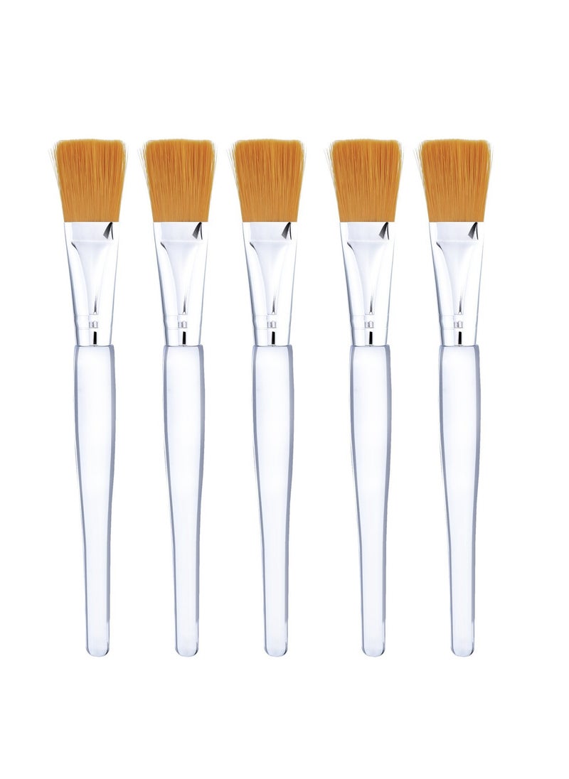 Mudder Facial Mask Brush Makeup Brushes Cosmetic Tools with Clear Plastic Handle, 5 Pack (Silver with Yellow Brush) 