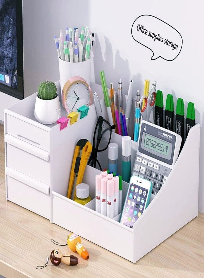 Sampton Cosmetic Storage Box Girl Jewelry Makeup Desktop Organizer Home Office Table Storage Container Basket Organize Stationary Item Makeup Organizer (10.6 x 6.3 x 4.5 inches White) - Image 5