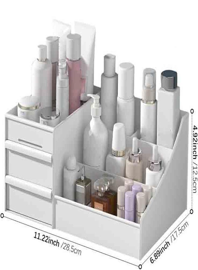 Sampton Cosmetic Storage Box Girl Jewelry Makeup Desktop Organizer Home Office Table Storage Container Basket Organize Stationary Item Makeup Organizer (10.6 x 6.3 x 4.5 inches White) - Image 2