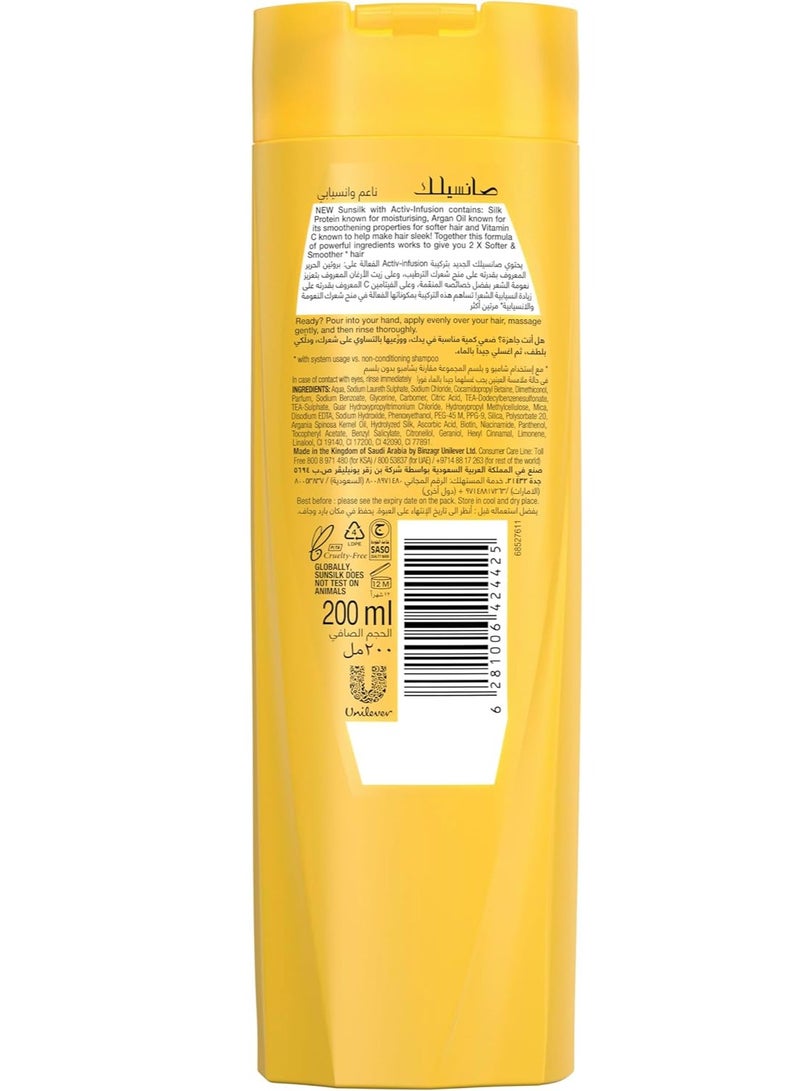 SunSilk Soft & Smooth Acti Infusion Hair Shampoo 200ml Silky Hair