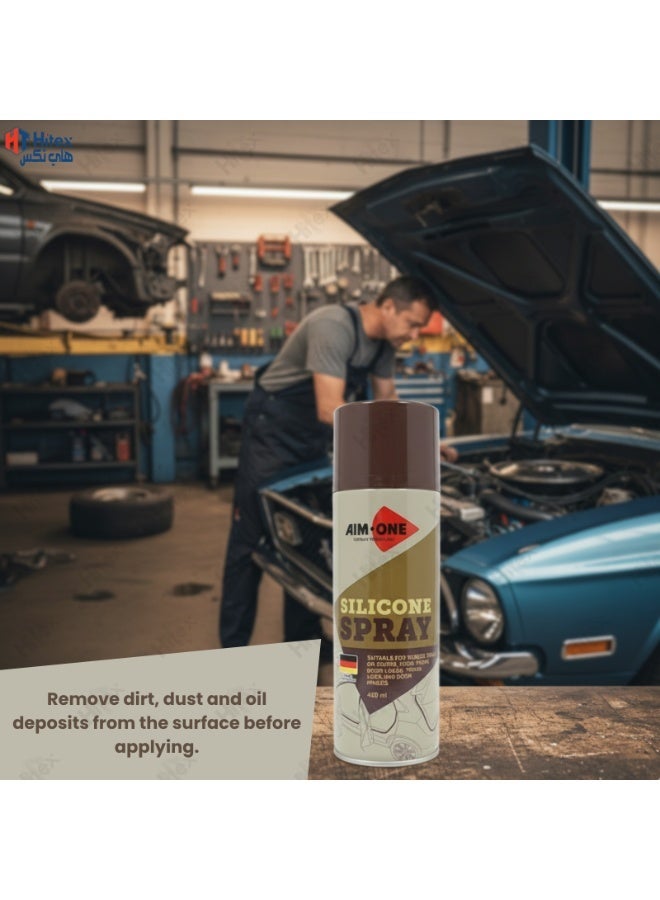 Hitex Aim-One Silicone Spray 450ml | Rubber Seal Lubricant for Car Doors, Locks, Hinges, Trunk, Hood | Anti-Freeze, Anti-Corrosion, Anti-Static | German Technology - Image 3